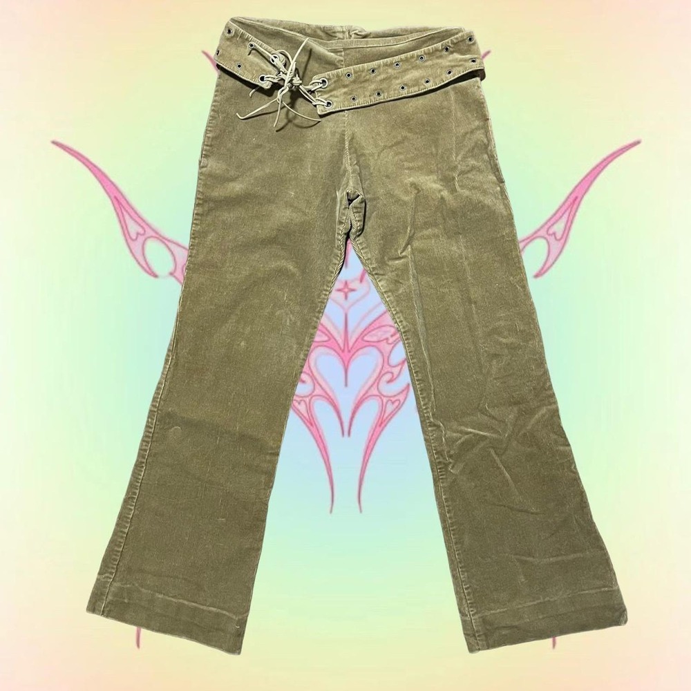 Y2k corduroy belt pants y2k